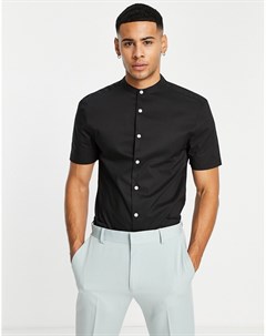 Черная cупероблегающая рубашка с контрастными пуговицами Asos design