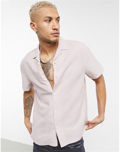 Розовая свободная льняная рубашка с отложным воротником Asos design