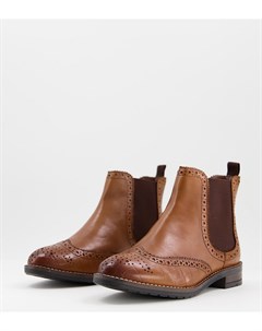 Светло коричневые кожаные ботинки челси для широкой стопы Dune wide fit