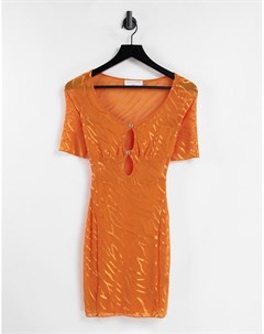 Оранжевое облегающее платье мини с вырезом и зебровым принтом Ei8th hour