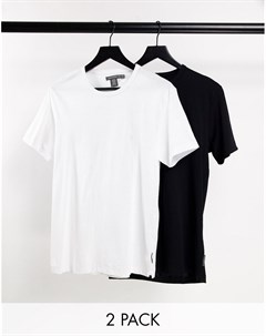 Набор из 2 футболок с круглым вырезом черного и белого цветов French connection