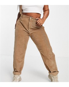 Свободные вельветовые джинсы цвета печенья в винтажном стиле с завышенной талией ASOS DESIGN Curve Asos curve