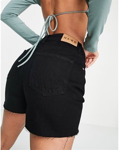 Черные джинсовые шорты из органического хлопка с необработанным краем Na-kd