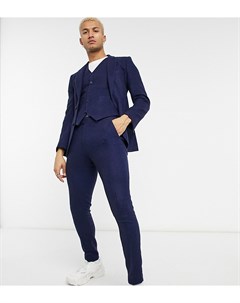 Супероблегающие брюки темно синего цвета из саржи с добавлением шерсти Wedding Asos design