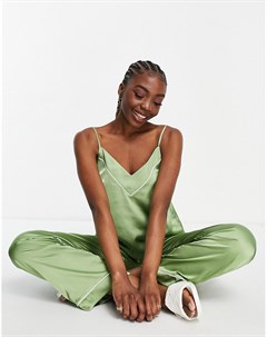 Шалфейно зеленый атласный топ от пижамы Asos design