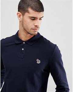 Темно синяя футболка поло с длинными рукавами и логотипом Ps paul smith