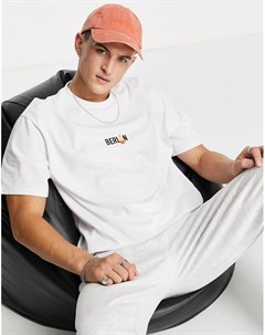 Белая oversized футболка с принтом Berlin Topman