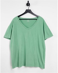 Зеленая футболка бойфренда для дома с V образным вырезом Aerie