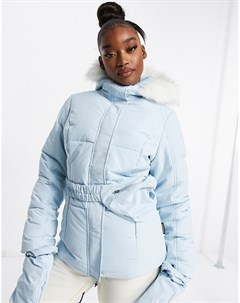 Голубая лыжная куртка с варежками и поясной сумкой в тон Missguided