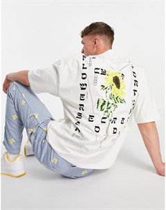 Белая oversized футболка с принтом цветов на спине Asos design