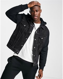 Черная джинсовая куртка дальнобойщика с трикотажными рукавами и капюшоном Levi's®