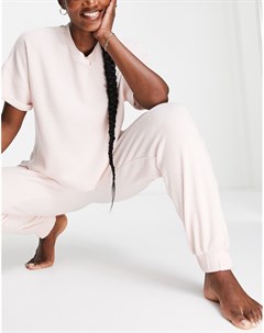 Розовые пижамные джоггеры с начесом и вафельной фактурой Выбирай и комбинируй Asos design