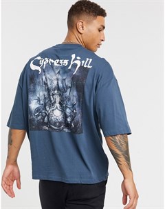 Темно синяя футболка в стиле oversized с принтом на спине Cypress Hill Asos design