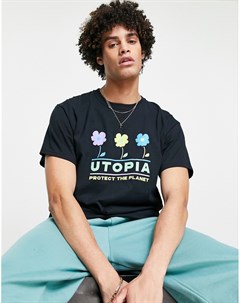 Черная футболка с принтом Utopia 2minds 2-minds