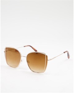 Квадратные солнцезащитные очки в стиле oversized в золотистой оправе Jeepers peepers