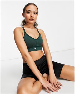 Бесшовный спортивный бюстгальтер зеленого цвета с легкой степенью поддержки Nike Yoga Indy Nike training