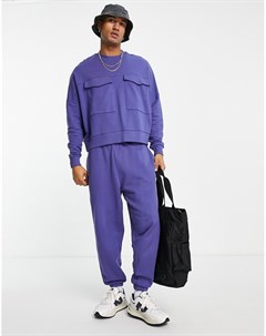 Фиолетовый укороченный свитшот с карманами в утилитарном стиле от комплекта Asos design