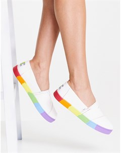 Туфли на толстой подошве белой и радужной расцветки из экологичных материалов Unity Alpargata Toms