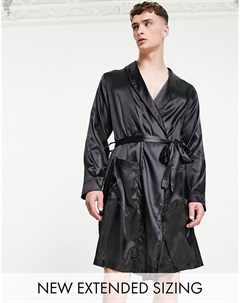 Черный атласный халат от комплекта Asos design