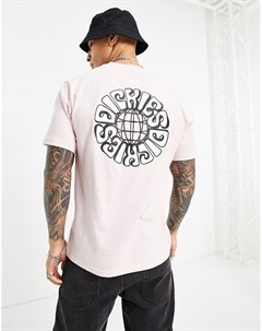 Розовая футболка с принтом на спине Globe Dickies
