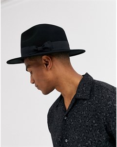 Черная фетровая шляпа из шерсти регулируемого размера Asos design