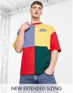 Разноцветная oversized футболка в стиле колор блок с вышивкой на груди Asos design
