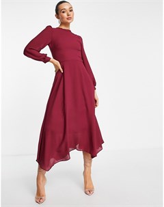 Расклешенное платье бордового цвета Trendyol