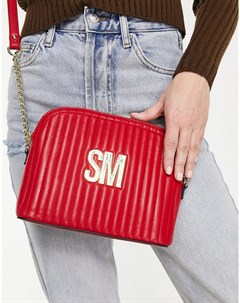 Красная стеганая сумка через плечо на ремешке цепочке с логотипом Steve madden