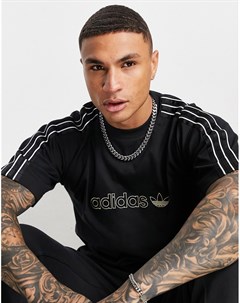 Черная атласная футболка со вставками SPRT Adidas originals