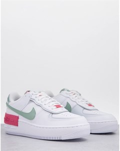 Белые кроссовки с серой и розовой отделкой Air Force 1 Shadow Nike