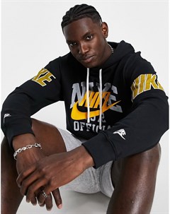 Худи черного и золотистого цветов с винтажным принтом в университетском стиле Collegiate Nike