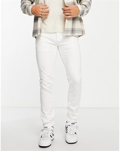 Эластичные зауженные джинсы белого цвета Topman