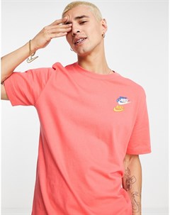Коралловая футболка с разноцветным логотипом Essentials Nike