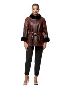 Женская кожаная куртка из эко кожи с воротником отделка искусственный мех Мосмеха