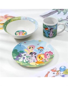 Набор посуды My Little Pony 3 предмета кружка 240мл миска 18см тарелка 19см Hasbro