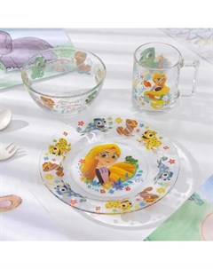 Набор посуды детский Рапунцель 3 предмета кружка 250мл салатник d 12 7см тарелка d 19 6см Disney