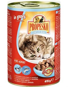Влажный корм для кошек с лососем и форелью в соусе 0 42 кг Propesko