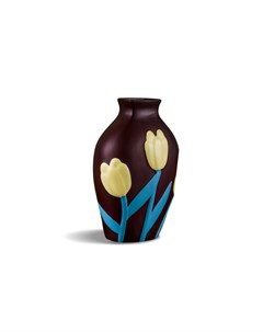 Стильная ваза с цветочным декором коричневый 18 см My interno