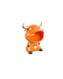 Дизайнерская статуэтка бык с нишей для мелочей оранжевый 18x28x14 см My interno