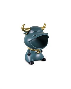 Дизайнерская статуэтка бык с нишей для мелочей синий 18x28x14 см My interno