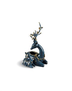 Изысканная статуэтка оленей с емкостью для салфеток синий 18x28x14 см My interno