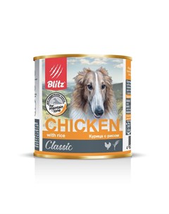 Влажный корм Adult Dog для взрослых собак с курицей и рисом в консервах 750 г Blitz
