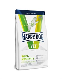 VET Diet Hypersensitivity полнорационнный сухой корм для собак при пищевой аллергии диетический 4 кг Happy dog