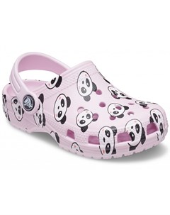 Сабо для девочек Kids Classic Panda Print Clog Ballerina Pink Crocs