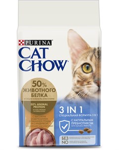 Сухой корм Feline 3 in 1 с индейкой для взрослых кошек 1 5 кг Индейка Cat chow