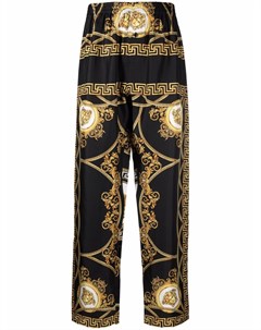 Шелковые пижамные брюки с принтом Baroque Versace