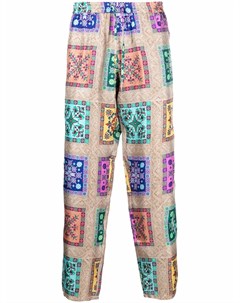 Шелковые брюки с геометричным принтом Pierre-louis mascia