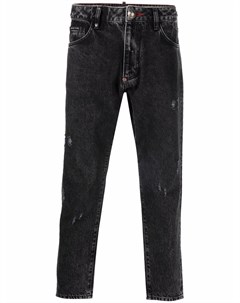 Укороченные джинсы с эффектом потертости Philipp plein