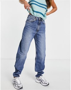 Синие джинсы в винтажном стиле из органического хлопка с завышенной талией Lash Weekday