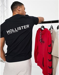 Черная футболка с логотипом сзади Hollister